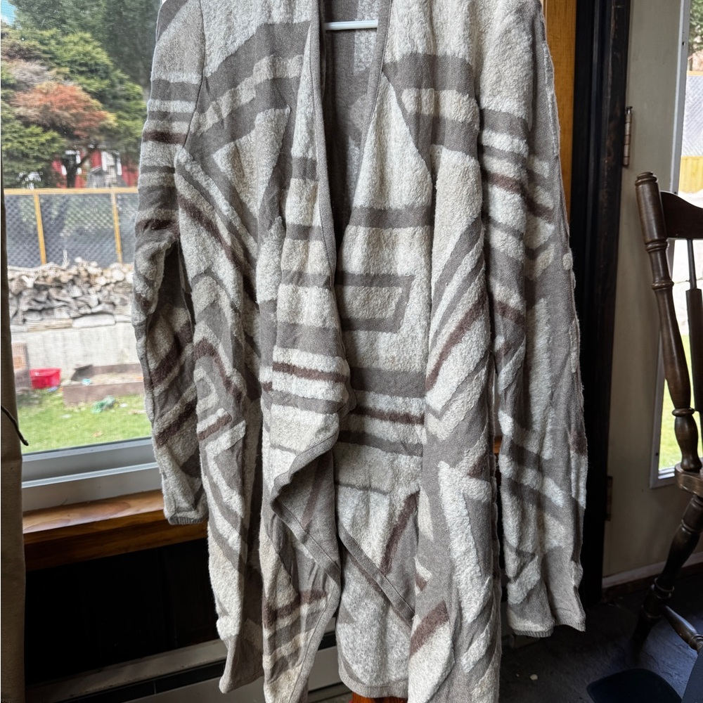 Lucky Brand Geometric Patterned Open Front Cardigan
